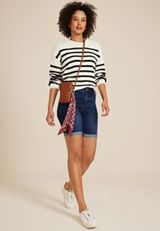 Everflex&trade; High Rise Rolled Hem 8in Bermuda Shorts, , small