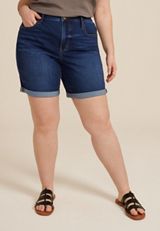 Plus Size Everflex&trade; High Rise Rolled Hem 8in Bermuda Shorts, C258, small