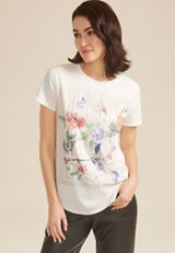 Floral Happiness Classic Fit Graphic Tee, BRIGHT WHITE, small