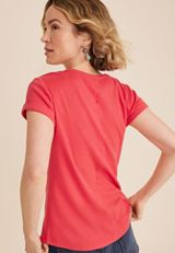 Ribbed Henley Short Sleeve Tee, C9148, small