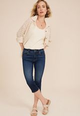 m jeans by maurices&trade; Cool Comfort Mid Rise Split Hem Skinny Capri, , small