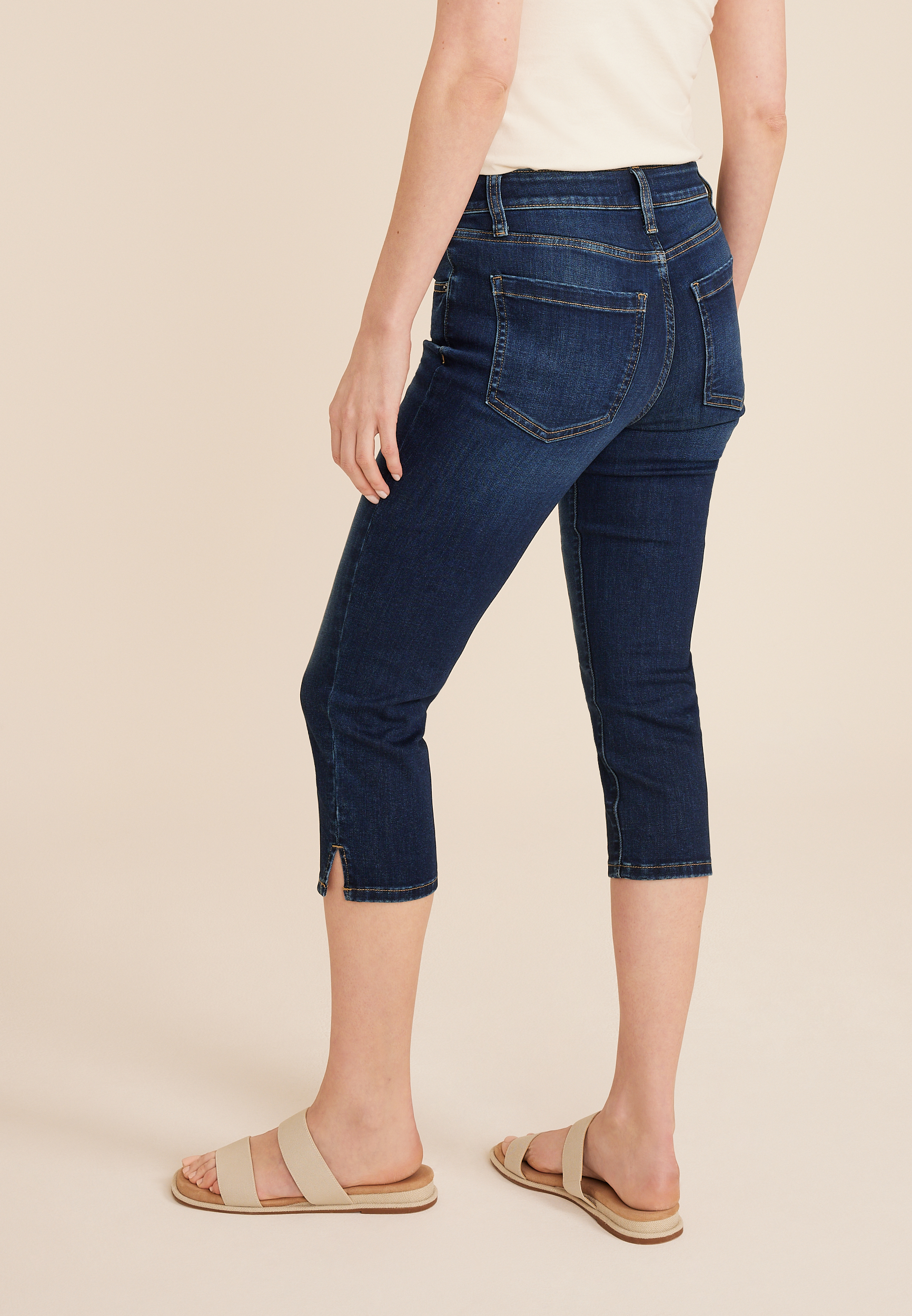 m jeans by maurices&trade; Cool Comfort Mid Rise Split Hem Skinny Capri, , large