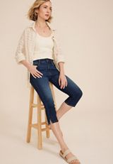 m jeans by maurices&trade; Cool Comfort Mid Rise Split Hem Skinny Capri, , small