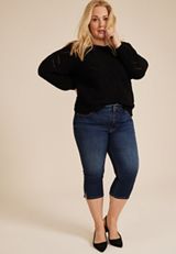 Plus Size m jeans by maurices&trade; Cool Comfort Mid Rise Split Hem Skinny Capri, DARK SANDBLAST, small