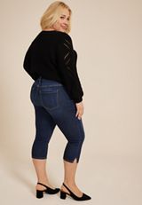 Plus Size m jeans by maurices&trade; Cool Comfort Mid Rise Split Hem Skinny Capri, DARK SANDBLAST, small