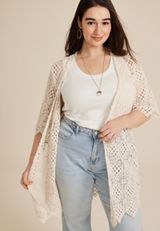 Plus Size Crochet Kimono, C254, small