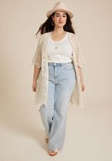 Plus Size Crochet Kimono, C254, small