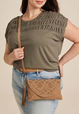 Perforated Crossbody Bag, TAUPE, small