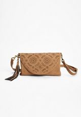 Perforated Crossbody Bag, TAUPE, small