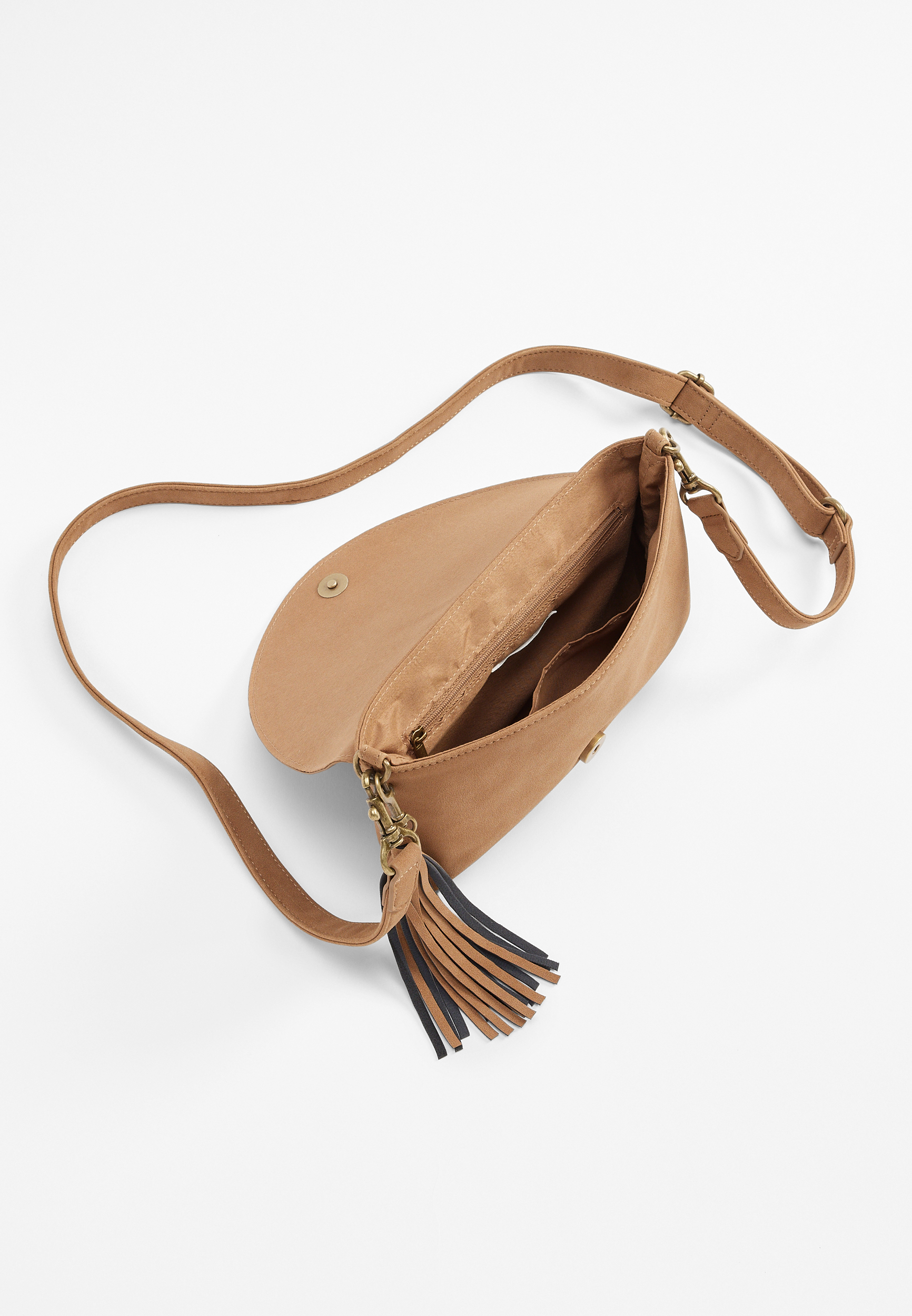 Perforated Crossbody Bag, TAUPE, large