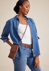 Perforated North South Crossbody Bag, C1144, small