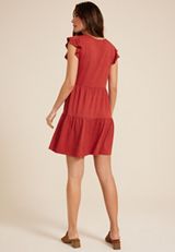 24/7 Flutter Sleeve Textured Mini Dress, C1569, small