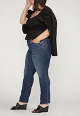 Plus Size Silver Jeans Co.&reg; Elyse Comfort Dark Mid Rise Straight Jean, DARK SANDBLAST, small