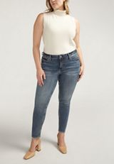 Plus Size Silver Jeans Co.&reg; Suki Curvy Mid Rise Frayed Hem Skinny Jean, MEDIUM SANDBLAST, small