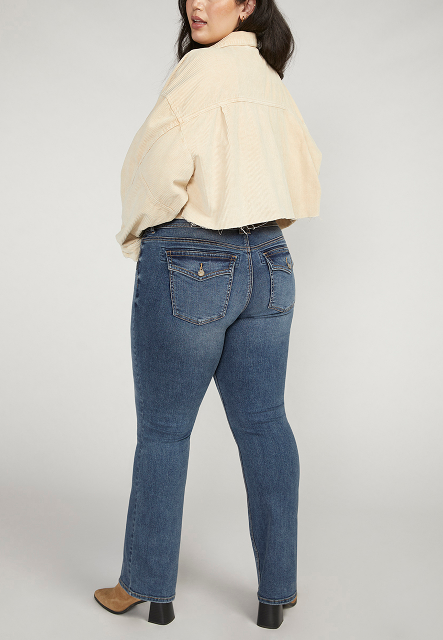 Plus Size Silver Jeans Co.&reg; Suki Curvy Mid Rise Back Flap Pocket Slim Boot Jean, C258, large