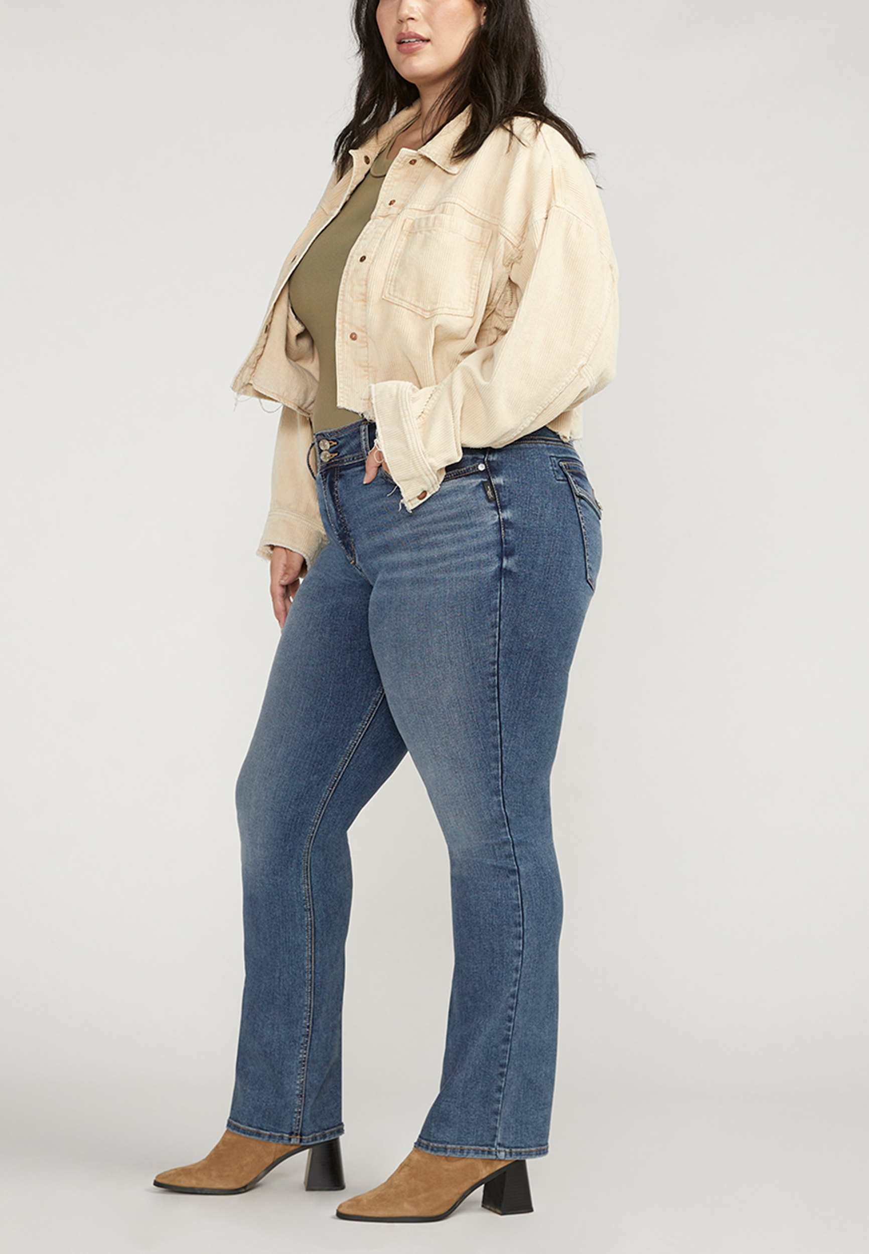 Plus Size Silver Jeans Co.&reg; Suki Curvy Mid Rise Back Flap Pocket Slim Boot Jean, C258, large