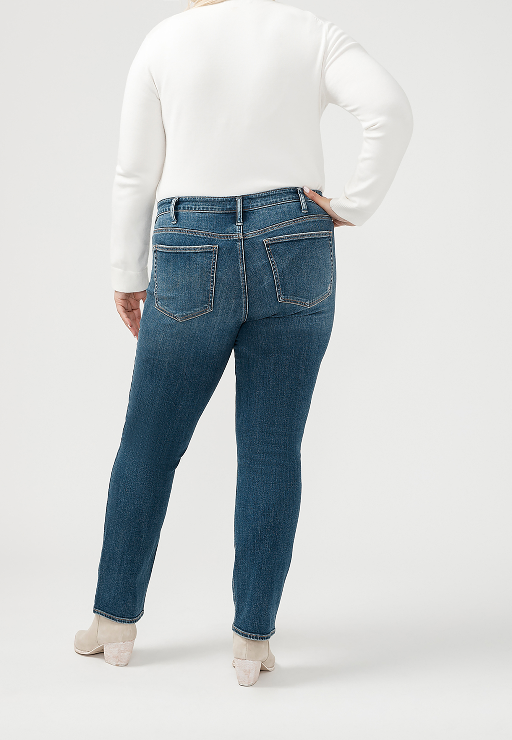 Plus Size Silver Jeans Co.&reg; Most Wanted Mid Rise Buttonfly Straight Jean, C258, large