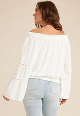 Clip Dot Smocked Off The Shoulder Top, SUGAR SWIZZLE, small