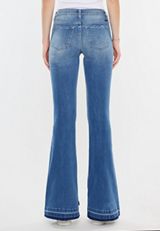 KanCan&trade; Mid Rise Buttonfly Split Hem Flare Jean, C3337, small