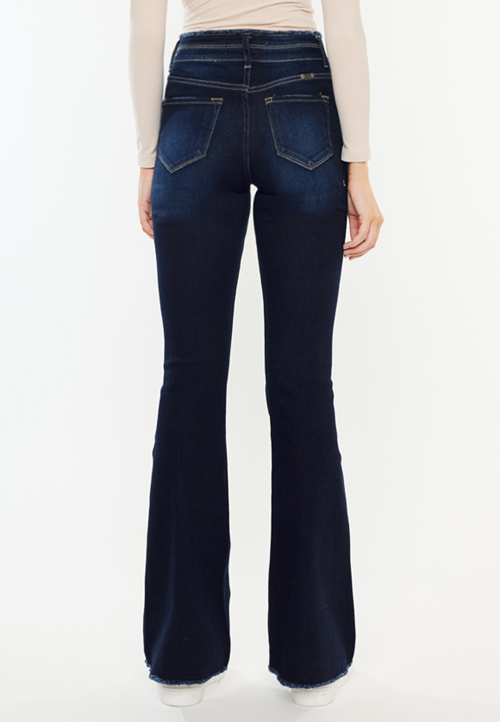 KanCan&trade; High Rise Double Button Fray Hem Flare Jean, C258, large