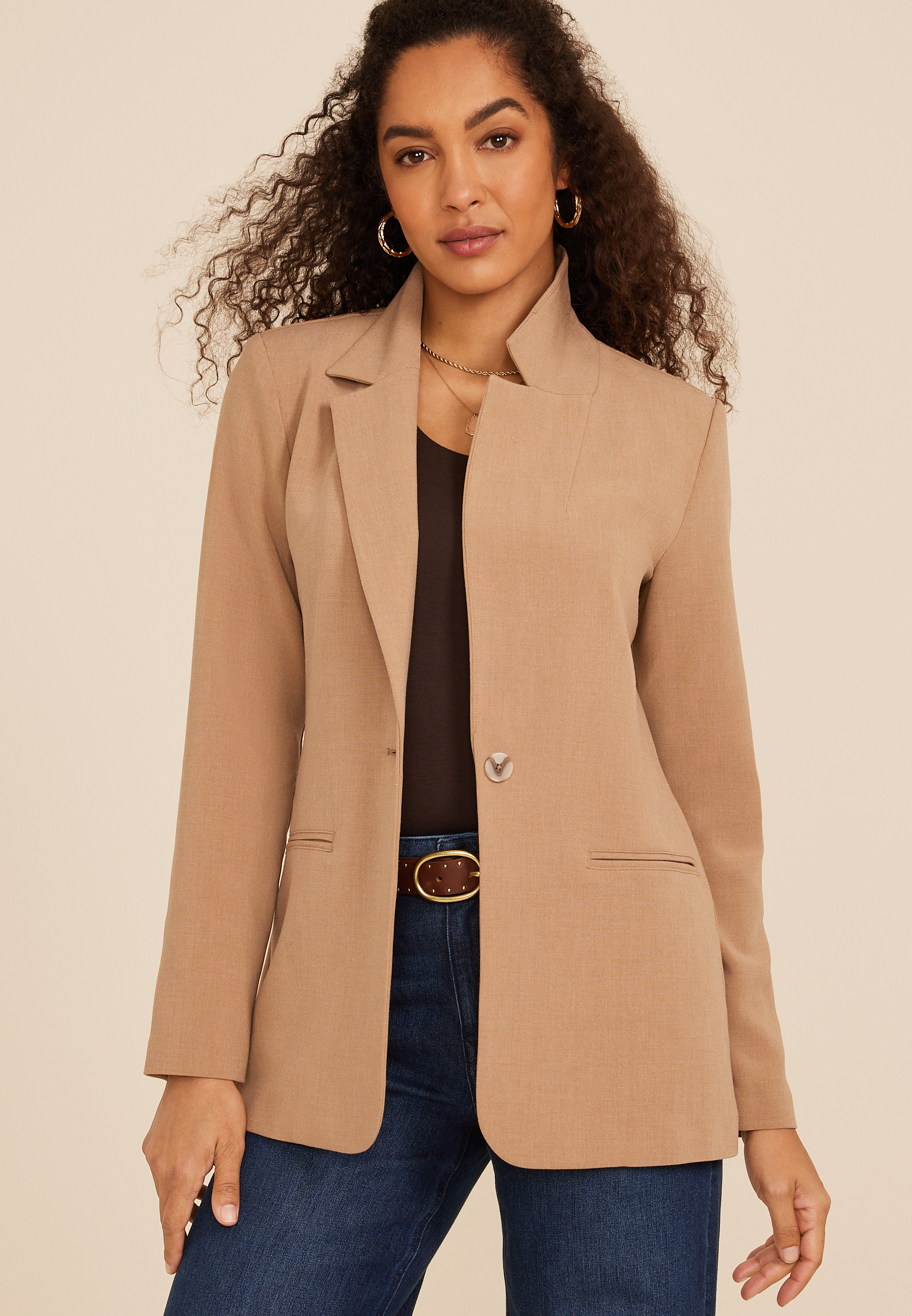 One Button Boyfriend Blazer, C4750, large