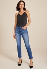 Everflex&trade; Seamed High Rise Slim Straight Jean, C3337, small
