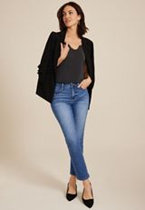 Everflex&trade; Seamed High Rise Slim Straight Jean, C3337, small