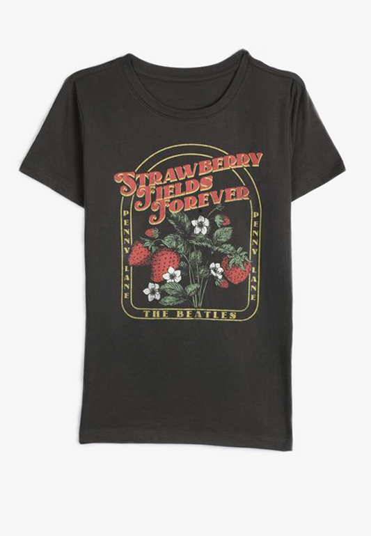 Plus Size The Beatles Strawberry Fields Forever Classic Fit Graphic Tee, C1876, large