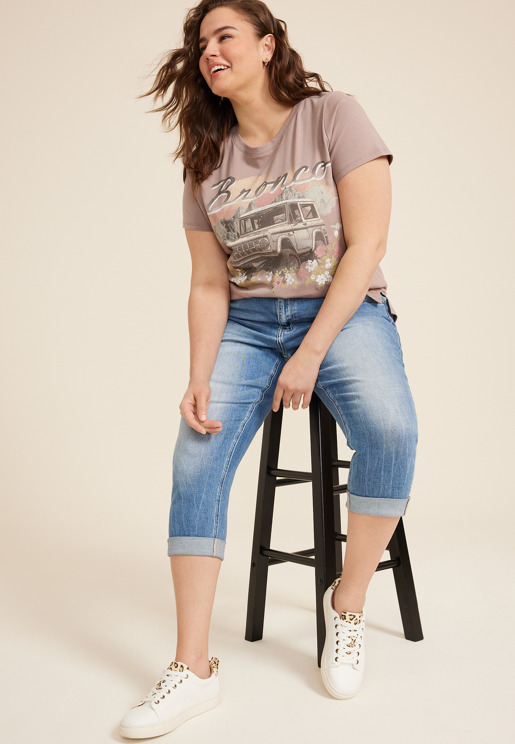 Plus Size Bronco Classic Fit Graphic Tee, , large