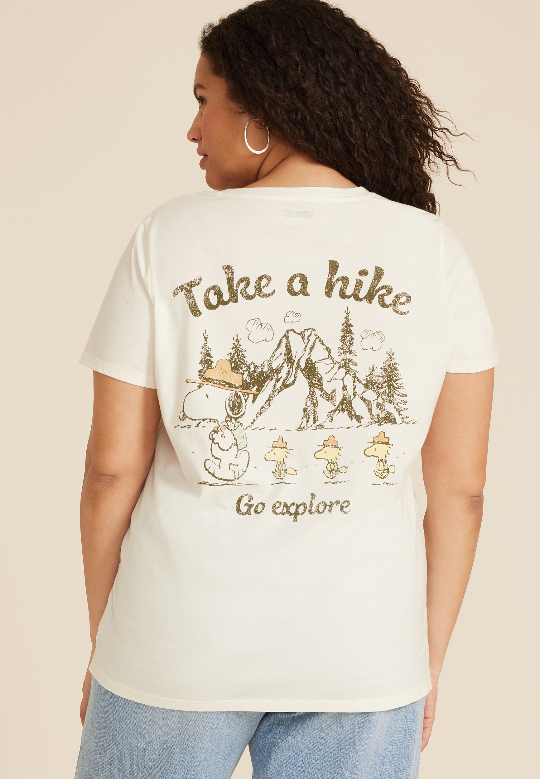 Plus Size Peanuts Take A Hike Classic Fit Graphic Tee, , large