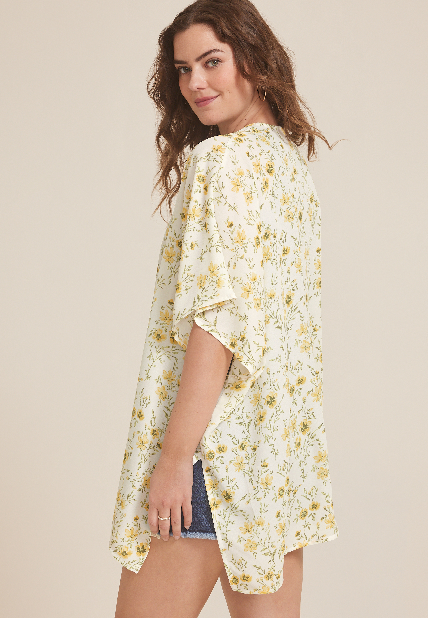 Yellow Floral Kimono, C2969, large