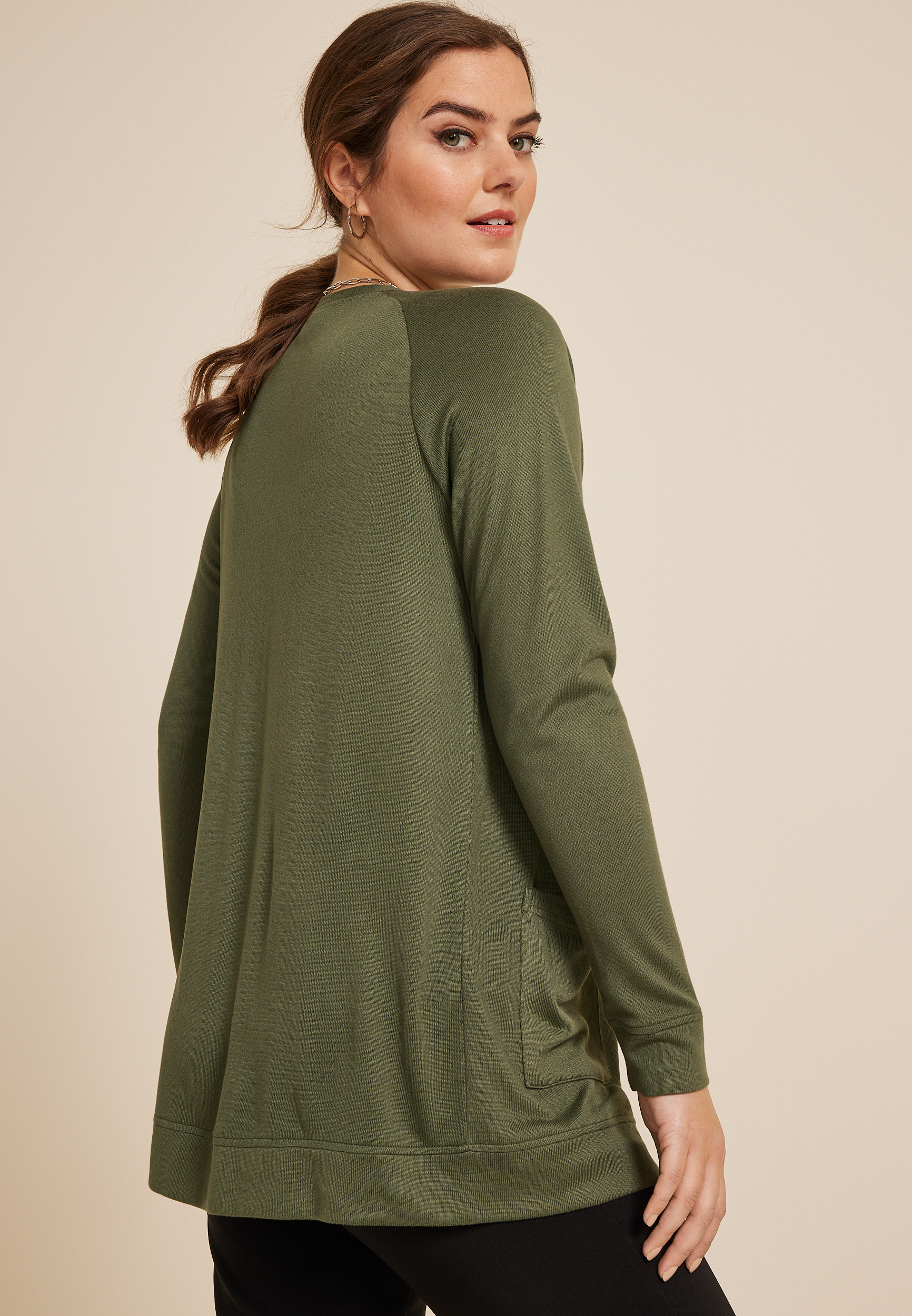 Knit Open Front Pocket Cardigan, C4153, large