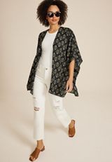 Black Floral Medallion Kimono, C1756, small