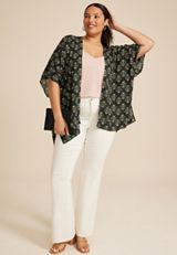 Black Floral Medallion Kimono, C1756, small