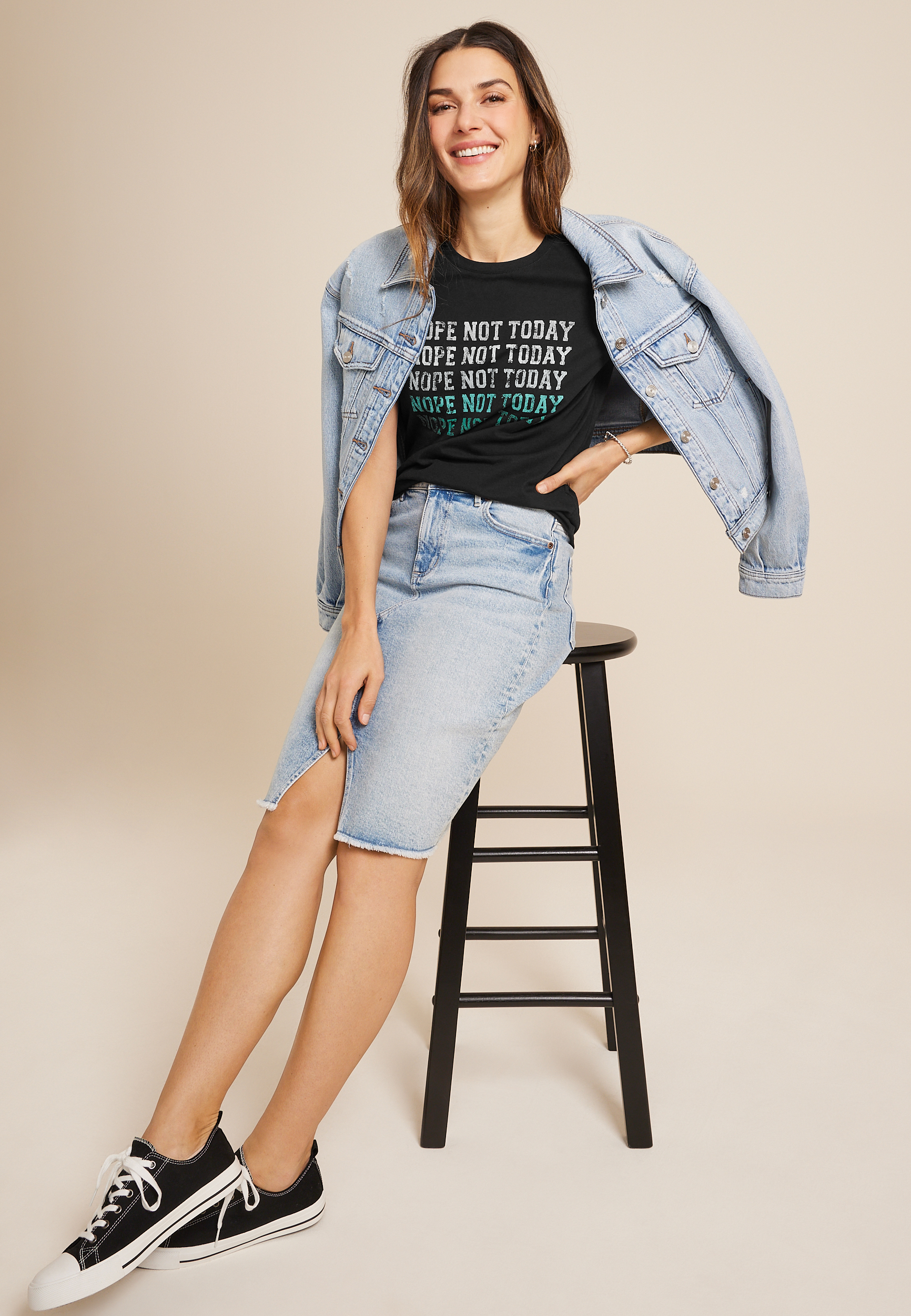 Nope Not Today Classic Fit Graphic Tee, BLACK, large