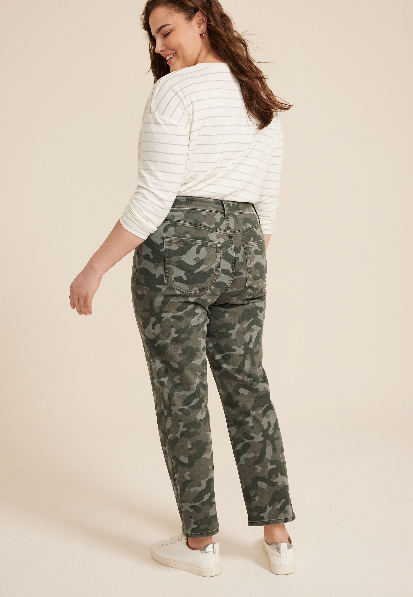 Plus Size m jeans by maurices&trade; High Rise Camo Slim Straight Ankle Jean, , large
