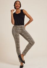 m jeans by maurices&trade; High Rise Leopard Slim Straight Ankle Jean, , small