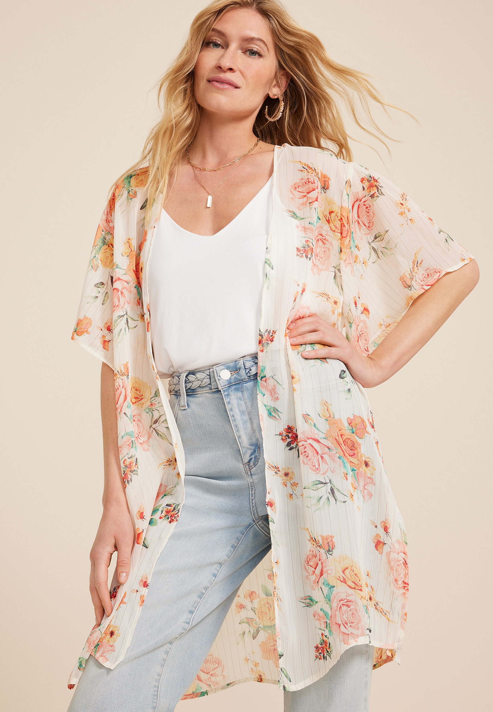Floral Kimono, , large