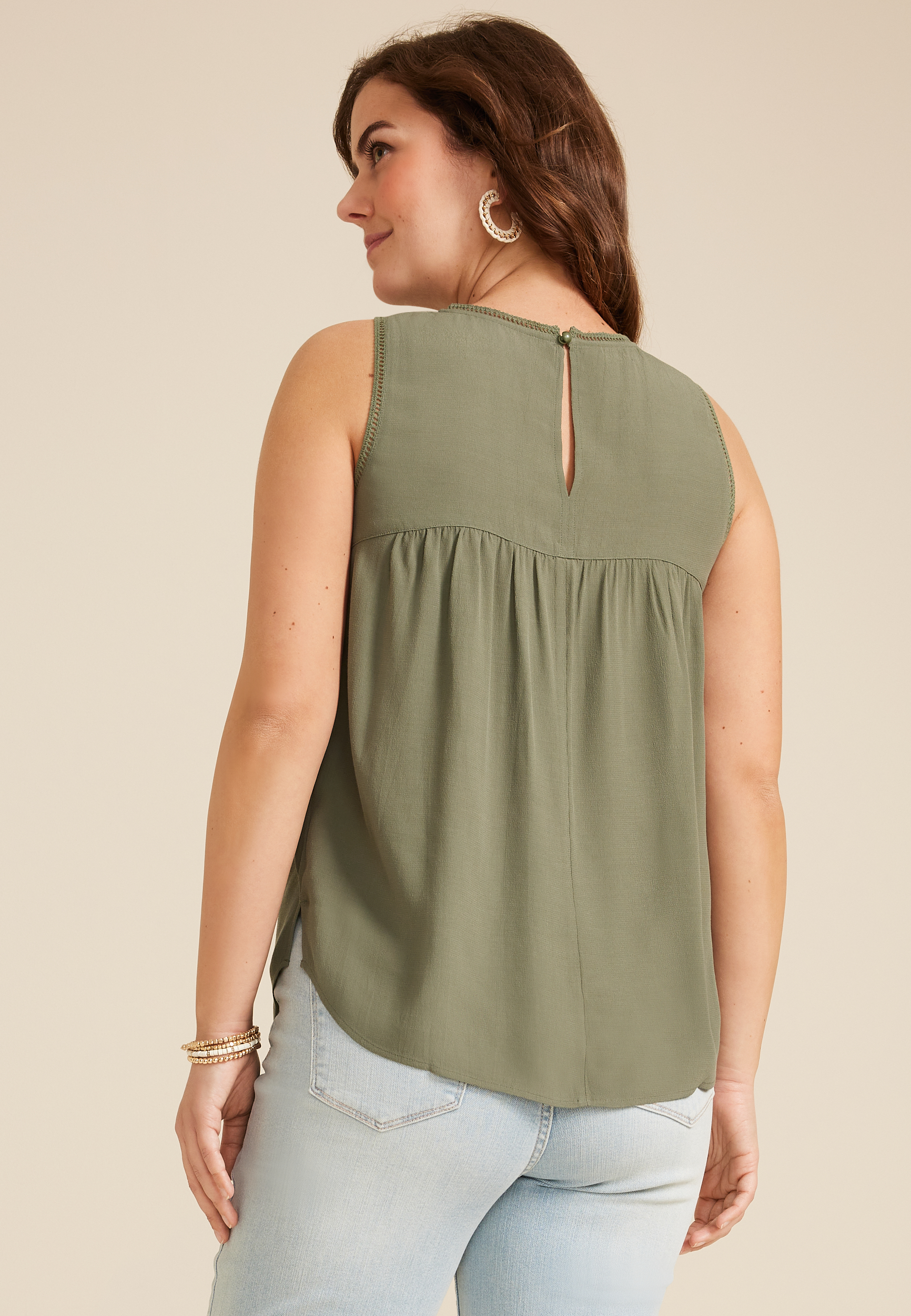 Lace Trim Tank Top, C3142, large