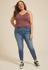 Plus Size m jeans by maurices&trade; High Rise Button Fly Ankle Jegging, C258, small