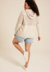 Plus Size Textured Stitch Hooded Sweater, C9747, small
