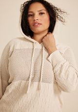 Plus Size Textured Stitch Hooded Sweater, C9747, small