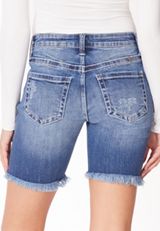 KanCan&trade; Mid Rise Fray Hem 8in Bermuda Short, , small