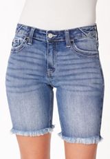 KanCan&trade; Mid Rise Fray Hem 8in Bermuda Short, , small