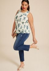 Plus Size Smocked Floral Tank Top, , small