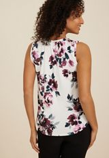 Effortless Ruched Floral Tank Top, SOFT WHITE COMBO, small