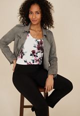 Effortless Ruched Floral Tank Top, SOFT WHITE COMBO, small