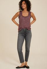Effortless Ruched Polka Dot Tank Top, COCOA BLUSH, small