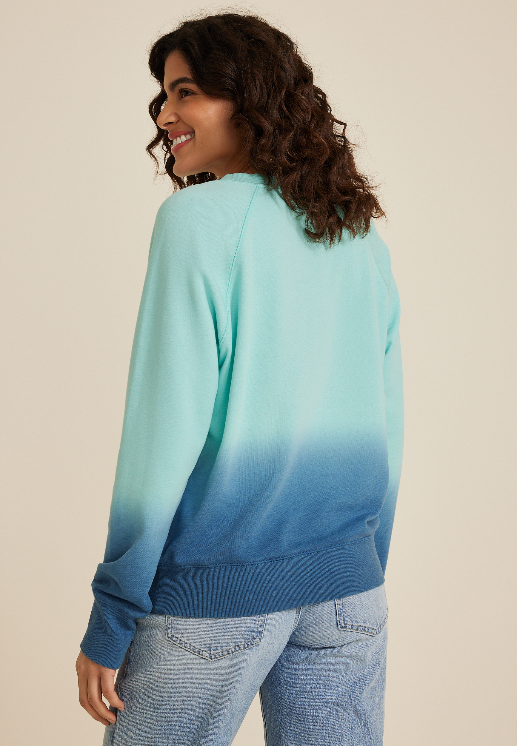 Blue Dip Dye Relaxed Fit Sweatshirt, C3159, large