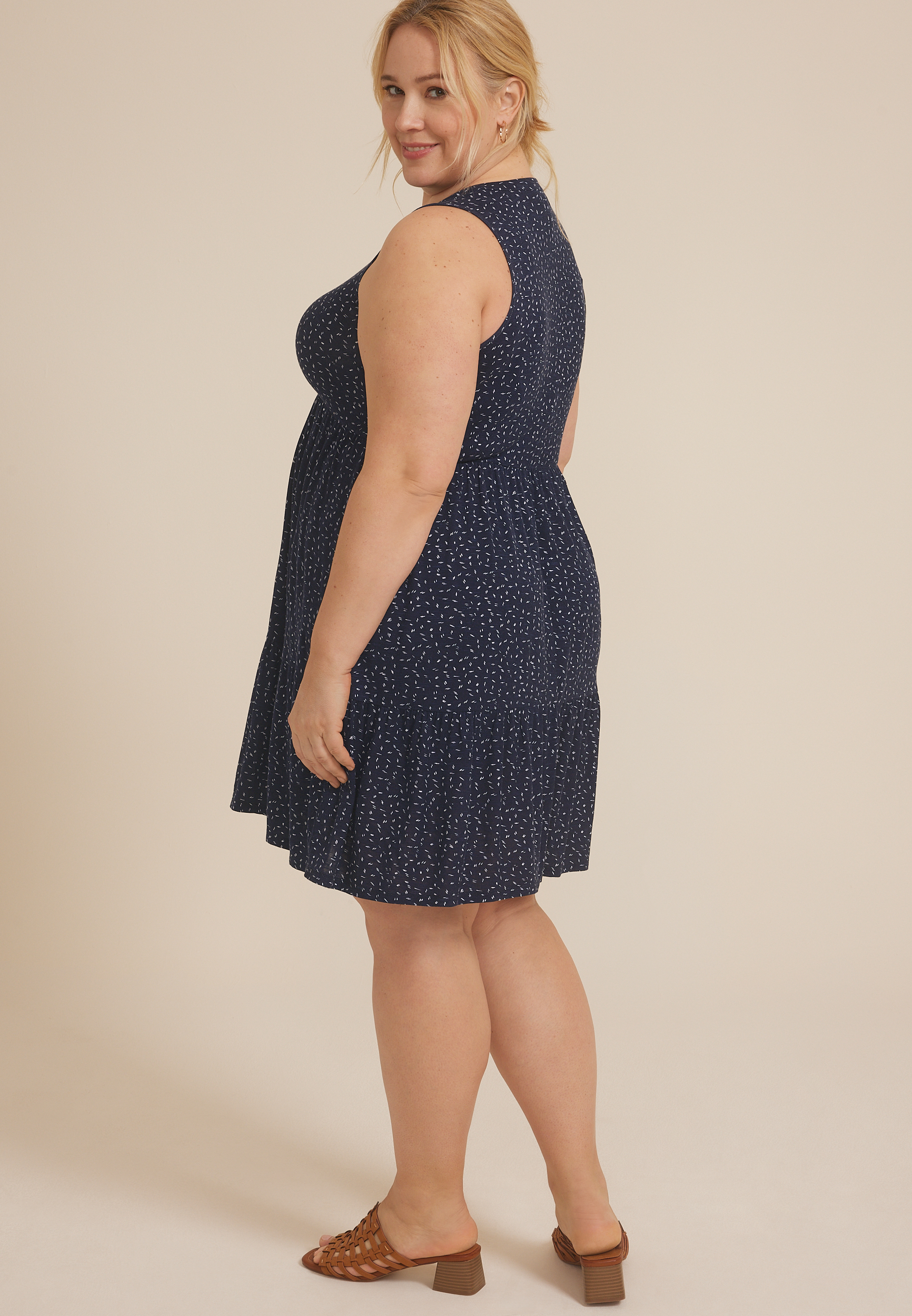 Plus 24/7 Bare Printed Notch Neck Dress